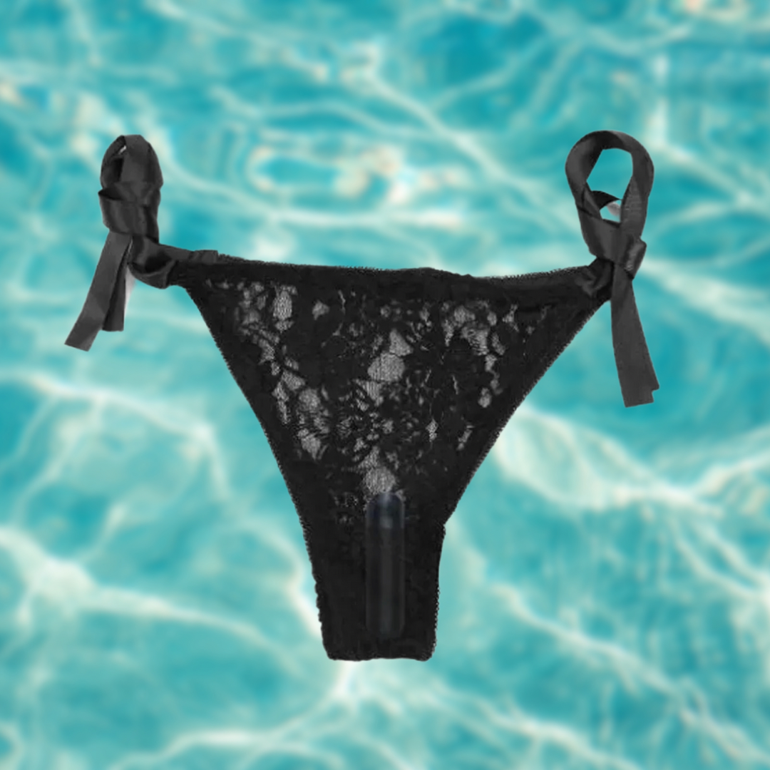 Lace Thong Vibrating Underwear with Remote - Black Italy
